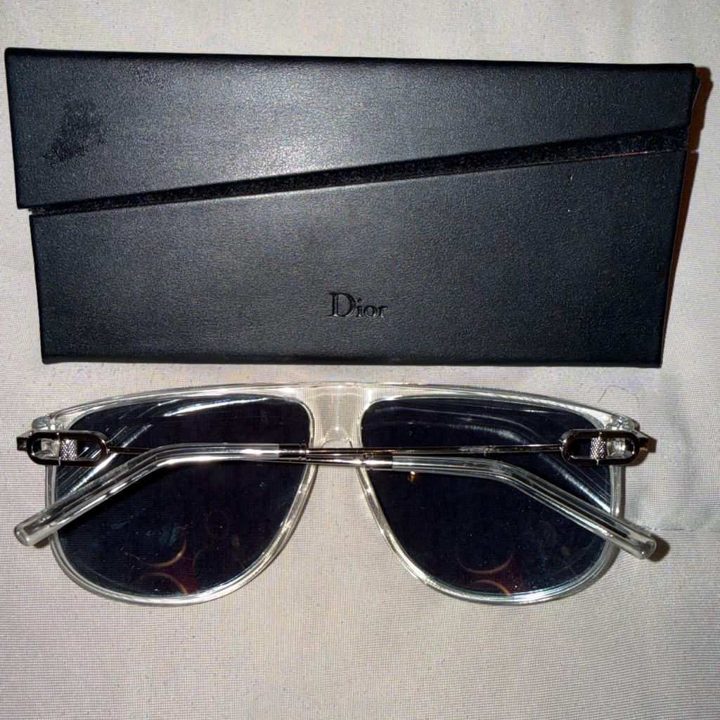 Dior Clear Frame Sunglasses With Black Lenses